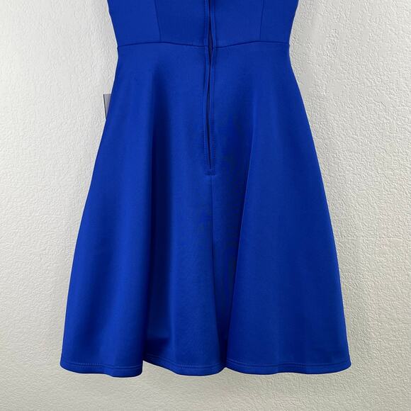 Teeze Me Royal Blue Off The Shoulder Pleated Fit & Flare Dress XS Junior 1 NWT - Picture 10 of 15